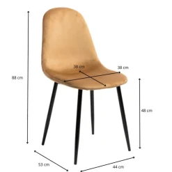 Xenos Eetkamerstoel Ivy velvet - bruin - 88x38x38 cm- Eetkamerstoelen