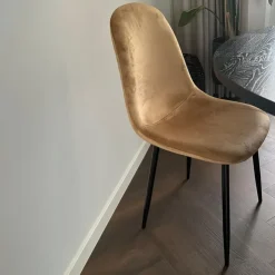 Xenos Eetkamerstoel Ivy velvet - bruin - 88x38x38 cm- Eetkamerstoelen