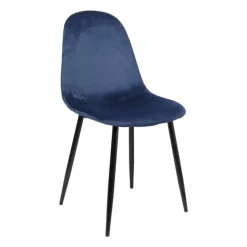 Xenos Eetkamerstoel Ivy velvet - donkerblauw - 88x44x53 cm- Eetkamerstoelen