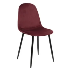 Xenos Eetkamerstoel Ivy velvet - rood - 88x44x53 cm- Eetkamerstoelen