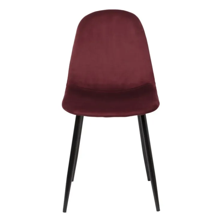 Xenos Eetkamerstoel Ivy velvet - rood - 88x44x53 cm- Eetkamerstoelen