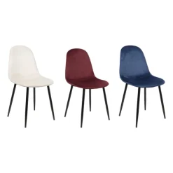 Xenos Eetkamerstoel Ivy velvet - rood - 88x44x53 cm- Eetkamerstoelen