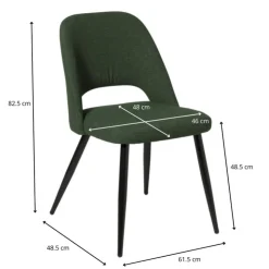Xenos Eetkamerstoel Leonardo - groen - 82.5x61.5x48.5 cm- Eetkamerstoelen