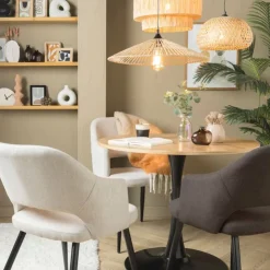 Xenos Eetkamerstoel Leonardo met armleuning - grijs - 81x62.5x56 cm- Eetkamerstoelen