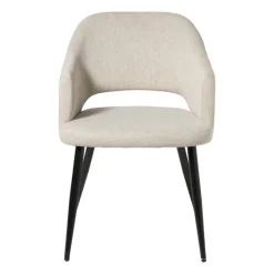 Xenos Eetkamerstoel Leonardo met armleuning - beige - 81x62.5x56 cm- Eetkamerstoelen