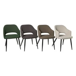 Xenos Eetkamerstoel Leonardo met armleuning - beige - 81x62.5x56 cm- Eetkamerstoelen