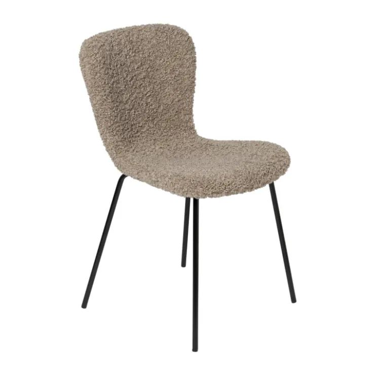 Xenos Eetkamerstoel Liz - beige - teddy - 83.5x55x45.4 cm- Eetkamerstoelen