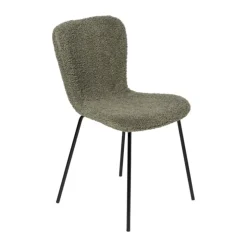 Xenos Eetkamerstoel Liz - groen - teddy - 83.5x55x45.4 cm- Eetkamerstoelen