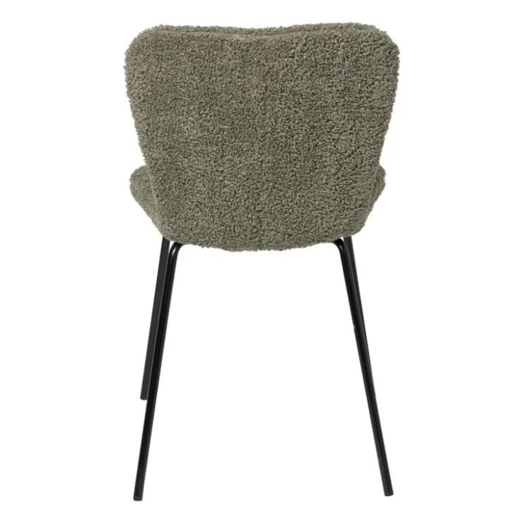 Xenos Eetkamerstoel Liz - groen - teddy - 83.5x55x45.4 cm- Eetkamerstoelen