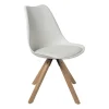 Xenos Eetkamerstoel Olympic - wit/naturel - 82x58x48 cm- Eetkamerstoelen