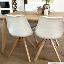 Xenos Eetkamerstoel Olympic - wit/naturel - 82x58x48 cm- Eetkamerstoelen