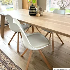 Xenos Eetkamerstoel Olympic - wit/naturel - 82x58x48 cm- Eetkamerstoelen