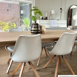 Xenos Eetkamerstoel Olympic - wit/naturel - 82x58x48 cm- Eetkamerstoelen