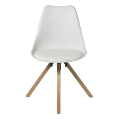Xenos Eetkamerstoel Olympic - wit/naturel - 82x58x48 cm- Eetkamerstoelen