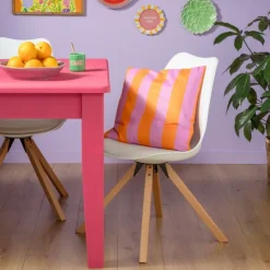 Xenos Eetkamerstoel Olympic - wit/naturel - 82x58x48 cm- Eetkamerstoelen