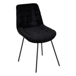 Xenos Eetkamerstoel ribstof - zwart - 84x52x52cm- Eetkamerstoelen