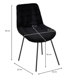 Xenos Eetkamerstoel ribstof - zwart - 84x52x52cm- Eetkamerstoelen