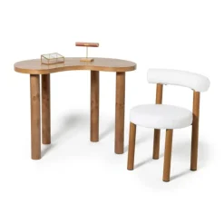 Xenos Eetkamerstoel Ruby - teddy beige/bruin - 73x56.5x53 cm- Eetkamerstoelen