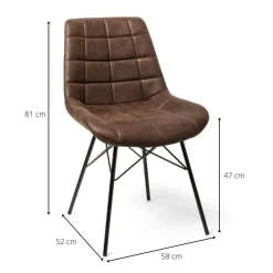 Xenos Eetkamerstoel suedine - bruin - 81x52x57 cm- Eetkamerstoelen