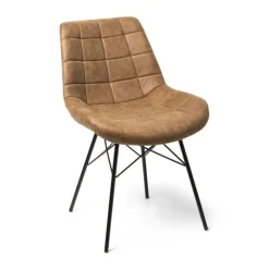 Xenos Eetkamerstoel Suedine - cognac - 81x52x57 cm- Eetkamerstoelen