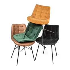 Xenos Eetkamerstoel velvet - cognac - 79x50x44 cm- Eetkamerstoelen