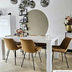Xenos Eetkamerstoel velvet - cognac - 79x50x44 cm- Eetkamerstoelen