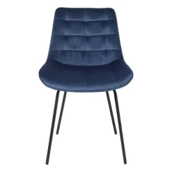 Xenos Eetkamerstoel velvet - donkerblauw - 79x50x44 cm- Eetkamerstoelen
