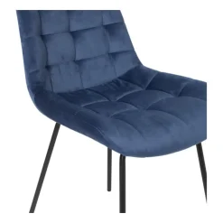 Xenos Eetkamerstoel velvet - donkerblauw - 79x50x44 cm- Eetkamerstoelen