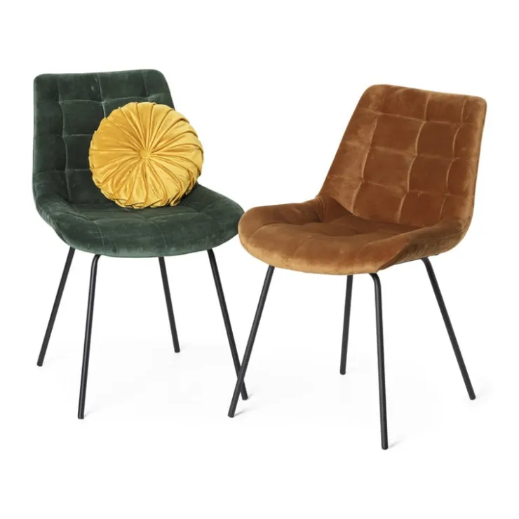 Xenos Eetkamerstoel velvet - donkergroen - 79x50x44 cm- Eetkamerstoelen