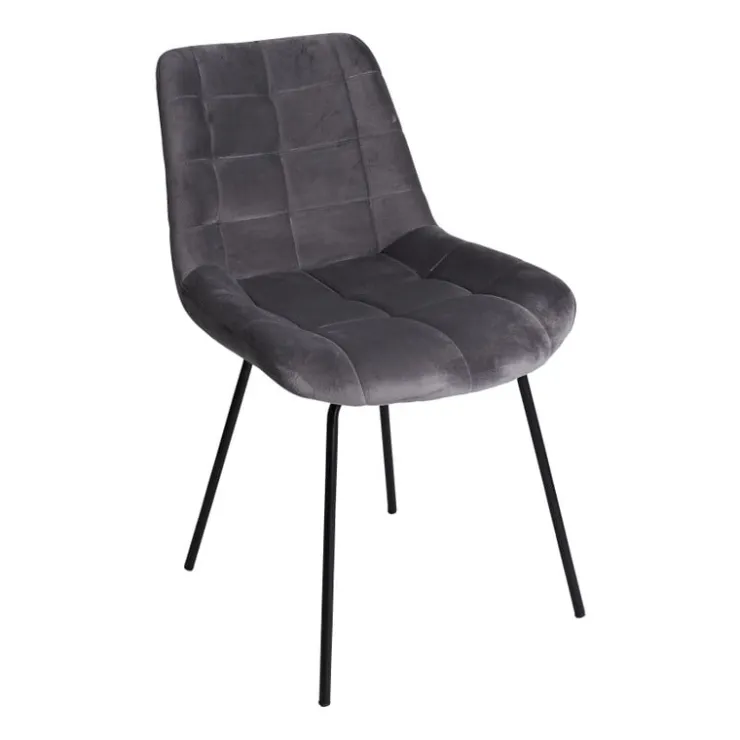 Xenos Eetkamerstoel velvet - grijs - 79x50x44 cm- Eetkamerstoelen