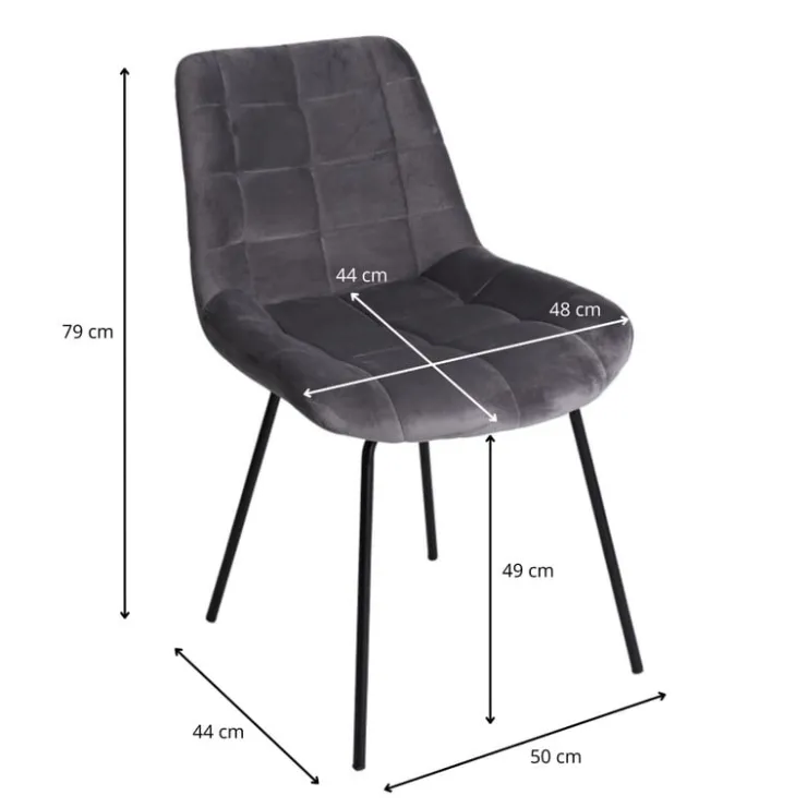 Xenos Eetkamerstoel velvet - grijs - 79x50x44 cm- Eetkamerstoelen