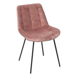 Xenos Eetkamerstoel velvet - oudroze - 52x52x81 cm- Eetkamerstoelen