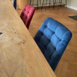 Xenos Eetkamerstoel velvet - rood - 79x50x44 cm- Eetkamerstoelen