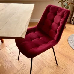 Xenos Eetkamerstoel velvet - rood - 79x50x44 cm- Eetkamerstoelen