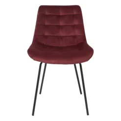 Xenos Eetkamerstoel velvet - rood - 79x50x44 cm- Eetkamerstoelen