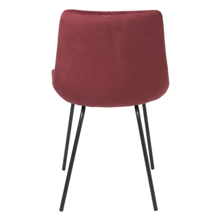Xenos Eetkamerstoel velvet - rood - 79x50x44 cm- Eetkamerstoelen
