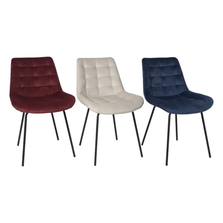 Xenos Eetkamerstoel velvet - rood - 79x50x44 cm- Eetkamerstoelen