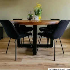 Xenos Eetkamerstoel velvet - zwart - 79x50x44 cm- Eetkamerstoelen