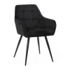 Xenos Eetkamerstoel velvet met armleuning - zwart - 87x56.5x43 cm- Eetkamerstoelen