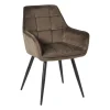 Xenos Eetkamerstoel velvet met armleuning - bruin - 87x56.5x43 cm- Eetkamerstoelen