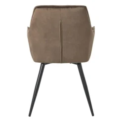 Xenos Eetkamerstoel velvet met armleuning - bruin - 87x56.5x43 cm- Eetkamerstoelen