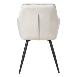 Xenos Eetkamerstoel velvet met armleuning - beige - 87x56.5x43 cm- Eetkamerstoelen