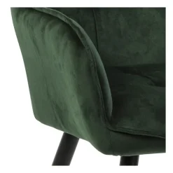 Xenos Eetkamerstoel velvet met armleuning - groen - 87x56.5x43 cm- Eetkamerstoelen
