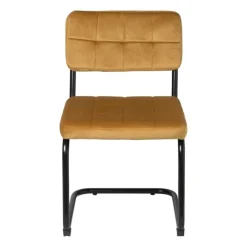 Xenos Eetkamerstoel Yara velvet - oker - 82.5x56x55 cm- Eetkamerstoelen
