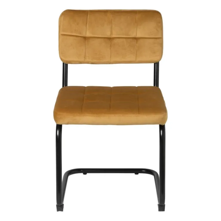 Xenos Eetkamerstoel Yara velvet - oker - 82.5x56x55 cm- Eetkamerstoelen