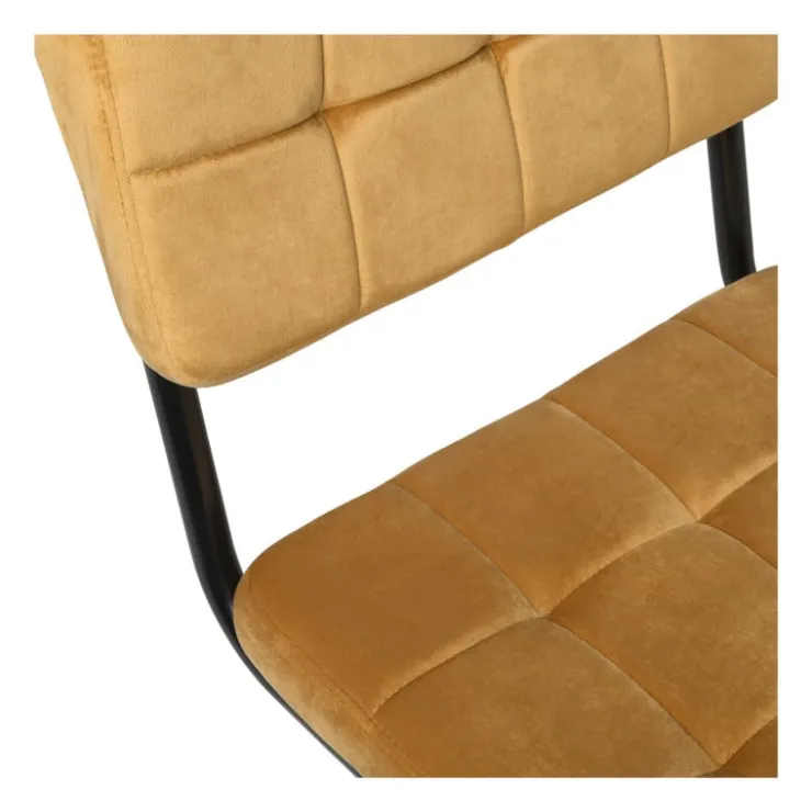 Xenos Eetkamerstoel Yara velvet - oker - 82.5x56x55 cm- Eetkamerstoelen