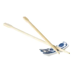 Xenos Eetstokjeshouder Mico bloemen - blauw/wit - 1.5x6x1.2 cm- Eetstokjes|Sushi Servies