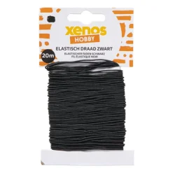 Xenos Elastisch draad - zwart - 20 meter- Knutselspullen