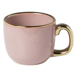 Xenos Espressomokje met gouden rand - roze - 80 ml- Mokken|Kerstcadeaus