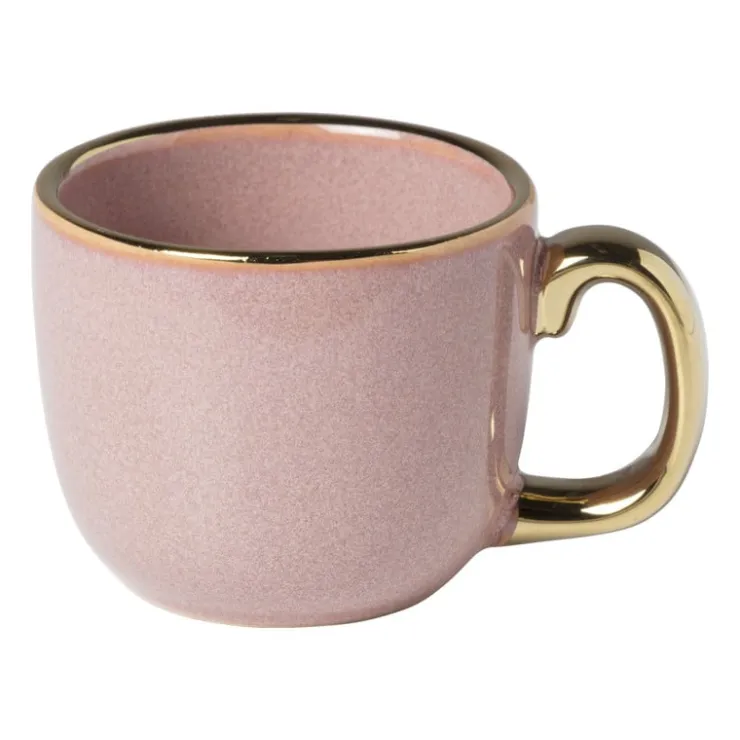 Xenos Espressomokje met gouden rand - roze - 80 ml- Mokken|Kerstcadeaus